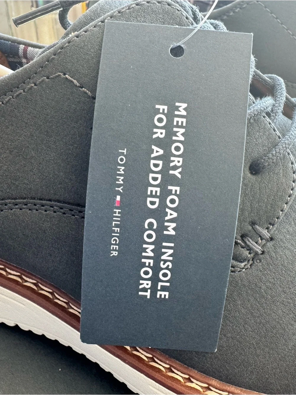 Tommy Hilfiger Hiday Charcoal Gray Lace-Up Derby with Cream Sole